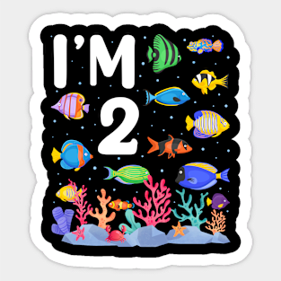 2nd Birthday Party Tropical Fish I'm Second Years Old age Bday Sticker